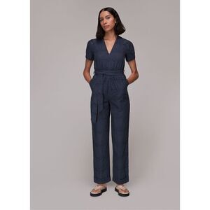 Whistles Zoe Broderie Jumpsuit Navy NEW